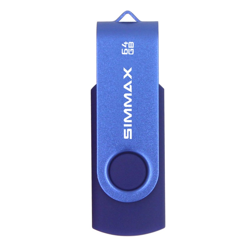SIMMAX 64GB Memory Stick USB 2.0 Flash Drives Swivel Thumb Drive Pen Drive (64GB Blue) - Image 2